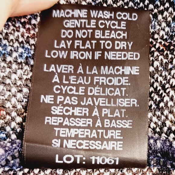 PURE essence Poncho, Denim Blue/Red/Gray, Cowl Neck, Size XL/TG, Layering Piece - Picture 9 of 10